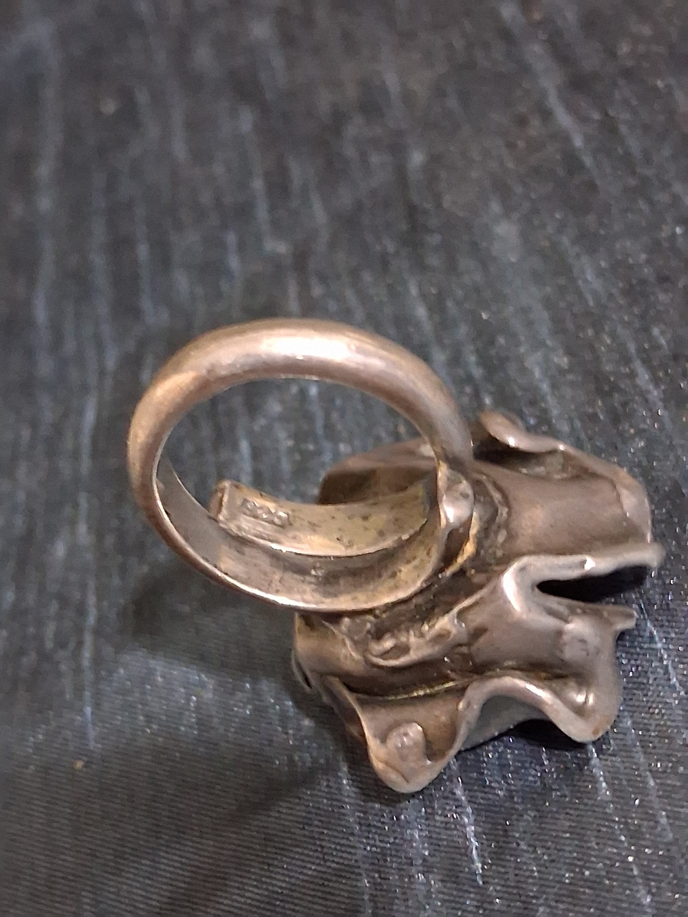 Handcrafted Silver Flower Ring with Orange Carnelian Stone Georg Jensen Style - Picture 6 of 8